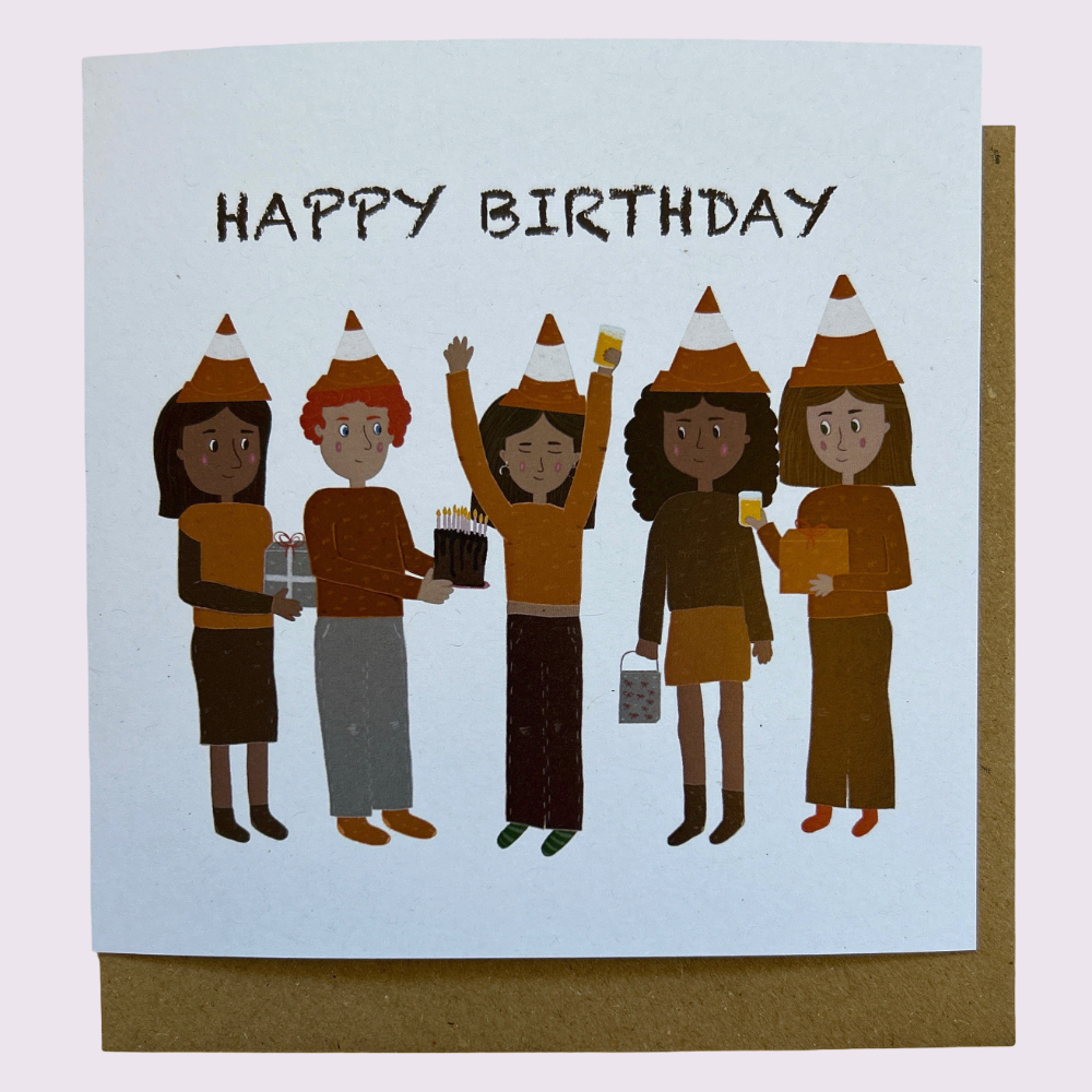 Birthday Card Traffic Cone Party Hat
